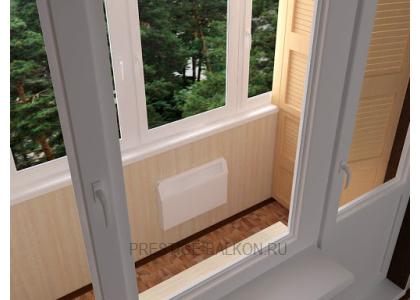 Теплое остекление лоджии пластиковыми окнами и отопительным конвектором в Подольске