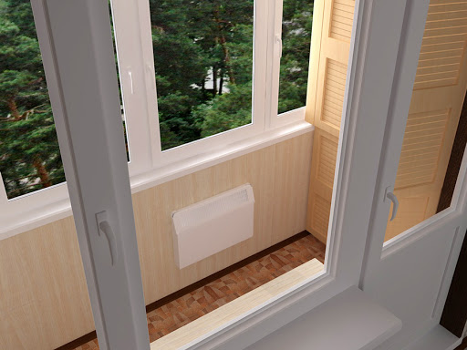 Теплое остекление лоджии пластиковыми окнами и отопительным конвектором в Подольске